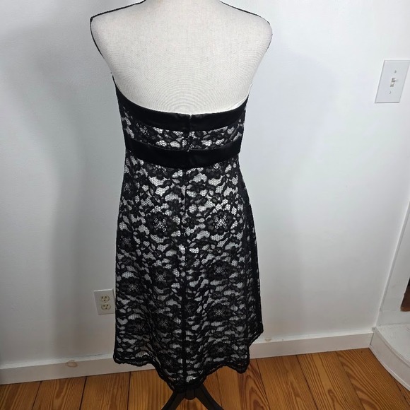 White House Black Market Black Lace NEW  Sweetheart Neckline Midi Size 6 - Picture 2 of 4